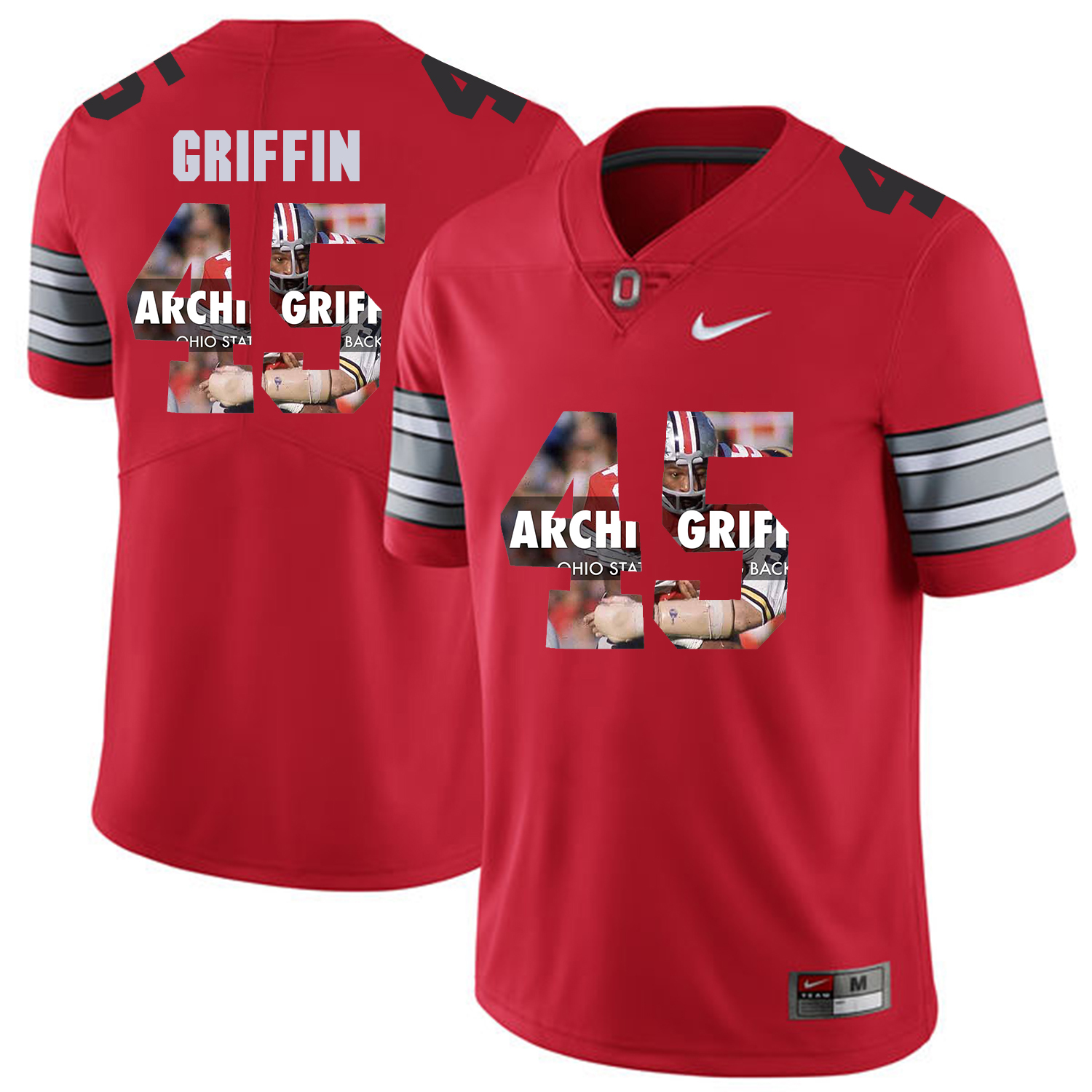 Men Ohio State #45 Griffin Red Fashion Edition Customized NCAA Jerseys